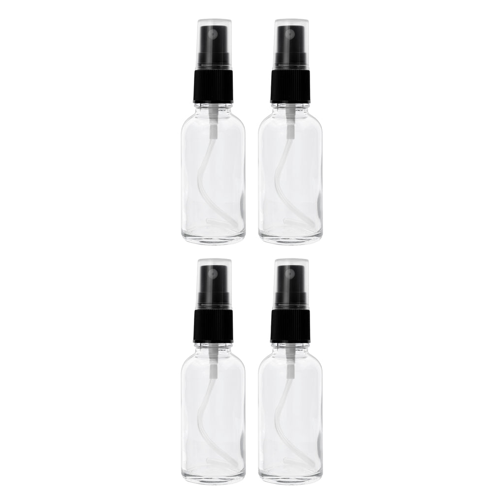 REGENT GLASS MIST SPRAY BOTTLES WITH BLACK LIDS 4 PACK, 35ML