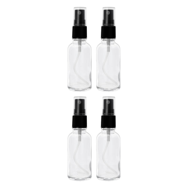 REGENT GLASS MIST SPRAY BOTTLES WITH BLACK LIDS 4 PACK, 35ML