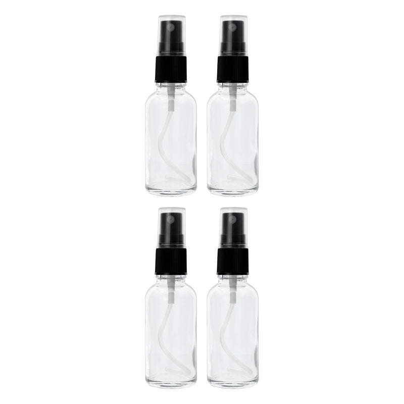 REGENT GLASS MIST SPRAY BOTTLES WITH BLACK LIDS 4 PACK, 35ML