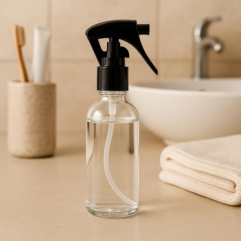 REGENT GLASS SPRAY BOTTLES WITH BLACK LIDS 4 PACK, 60ML