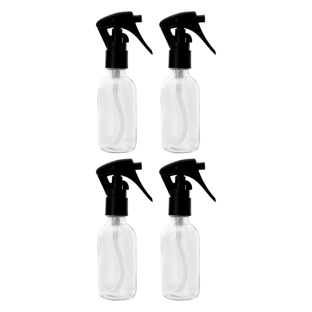 REGENT GLASS SPRAY BOTTLES WITH BLACK LIDS 4 PACK, 60ML