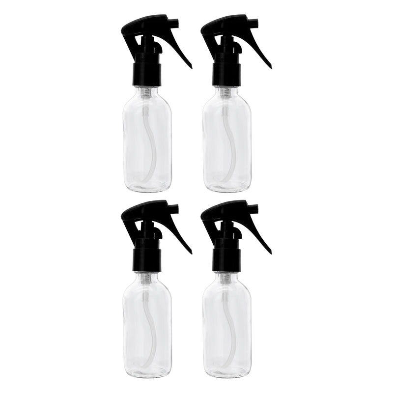 REGENT GLASS SPRAY BOTTLES WITH BLACK LIDS 4 PACK, 60ML