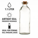 REGENT GLASS BOTTLE WITH CORK LID, 1.1L