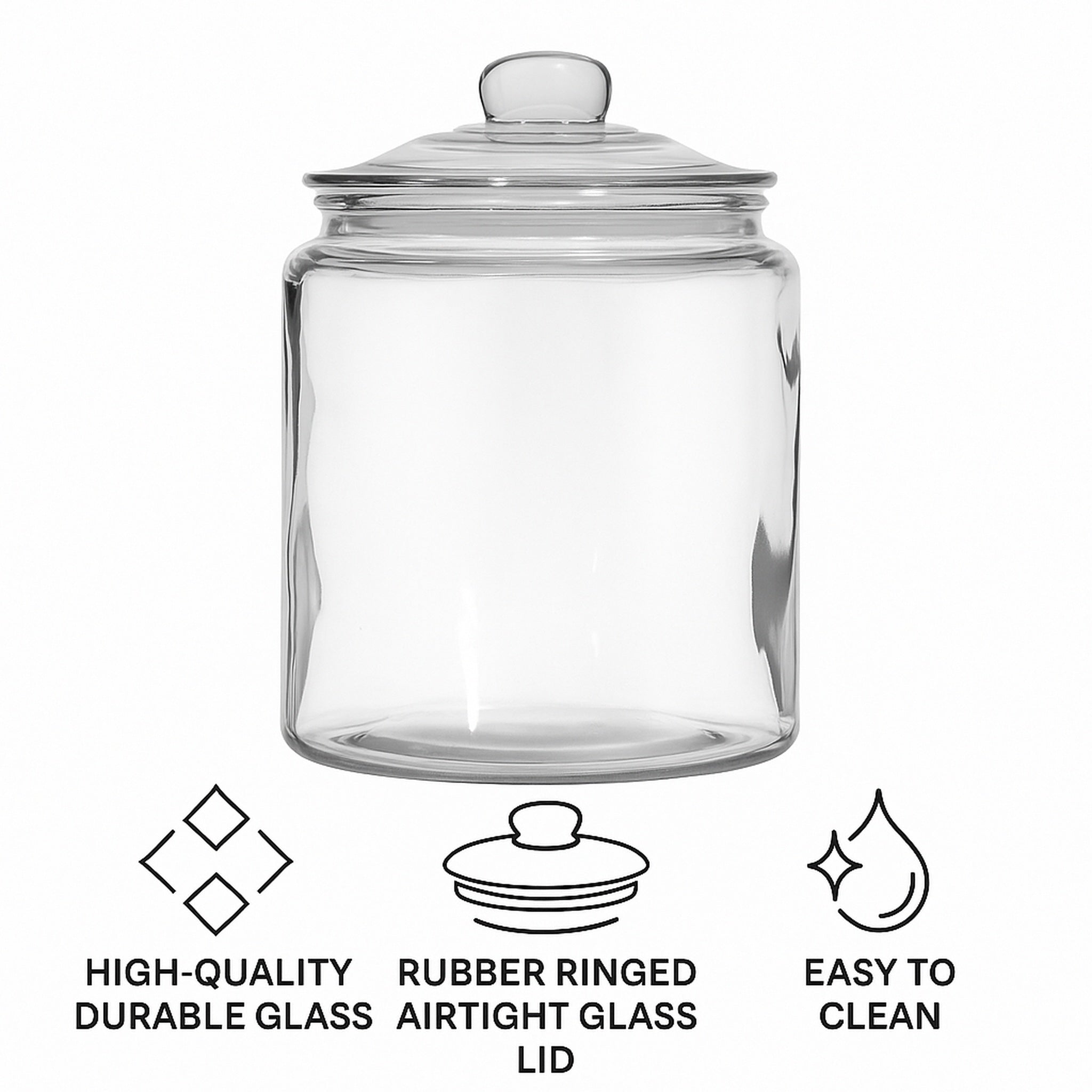REGENT ROUND GLASS JAR WITH GLASS LID, 2.1L