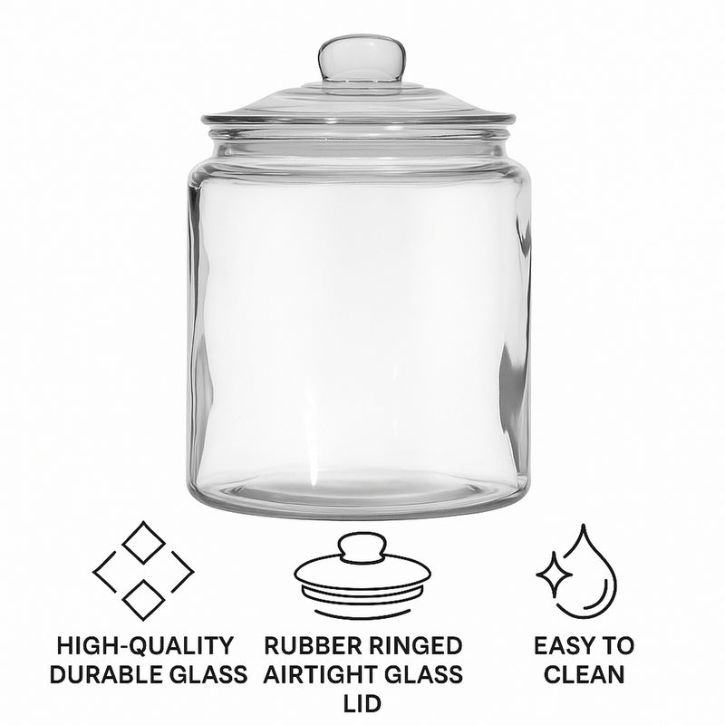 REGENT ROUND GLASS JAR WITH GLASS LID, 2.1L