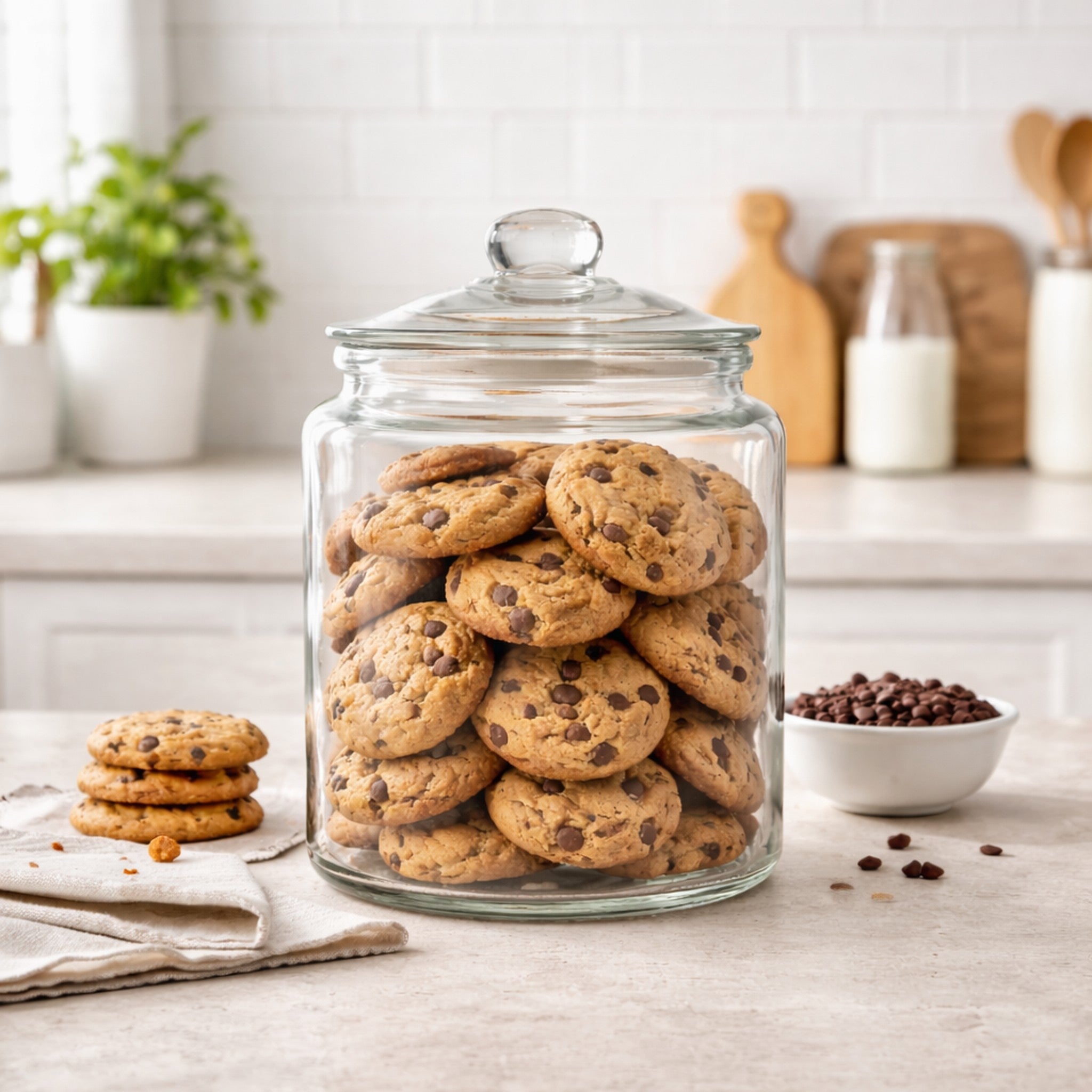 REGENT ROUND GLASS JAR WITH GLASS LID, 2.1L