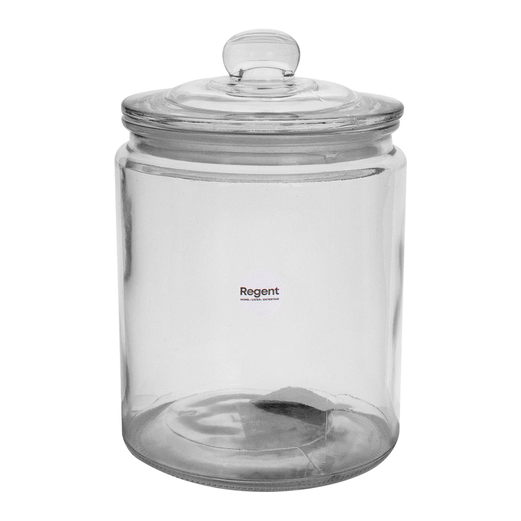 REGENT ROUND GLASS JAR WITH GLASS LID, 2.1L
