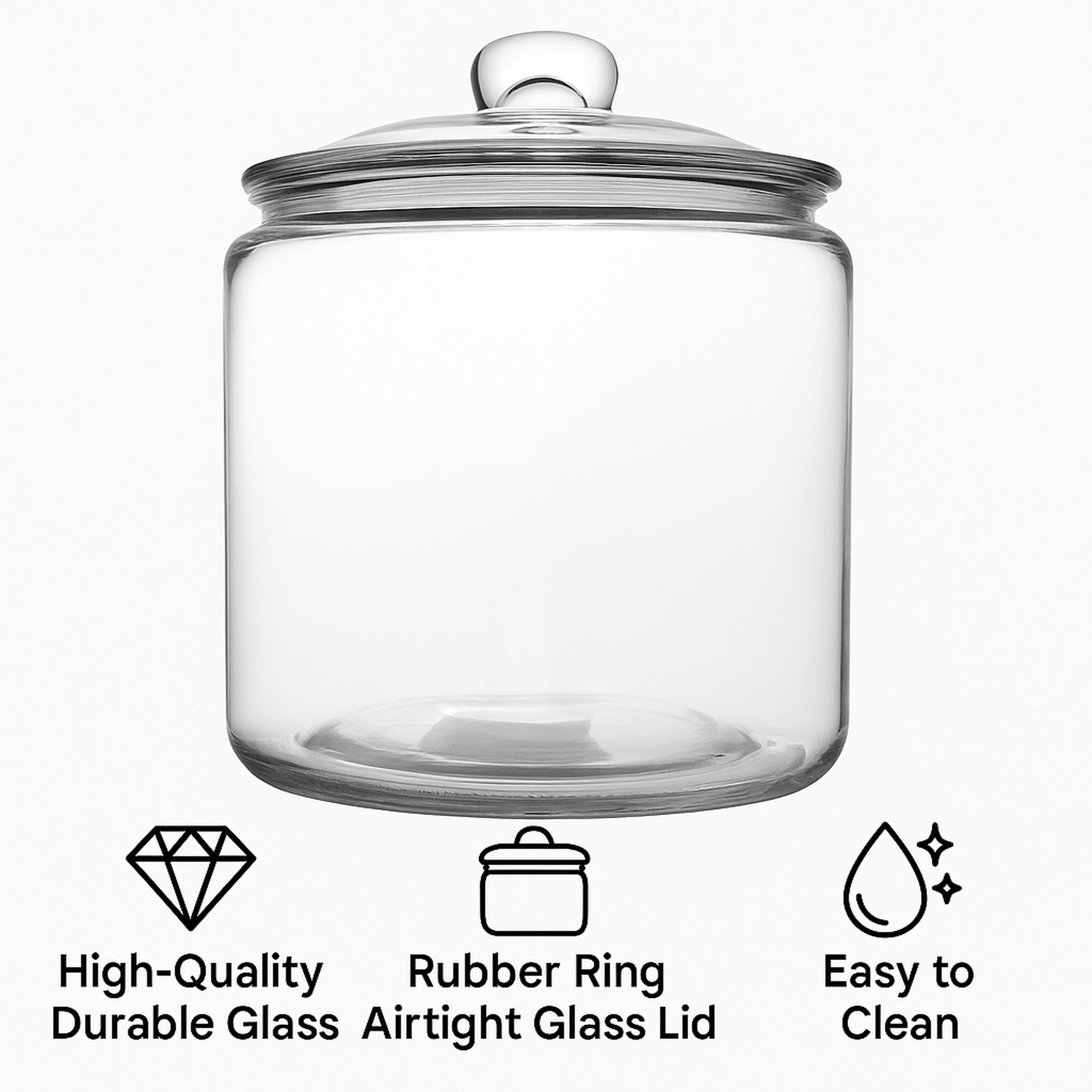 REGENT ROUND GLASS JAR WITH GLASS LID, 4.1L