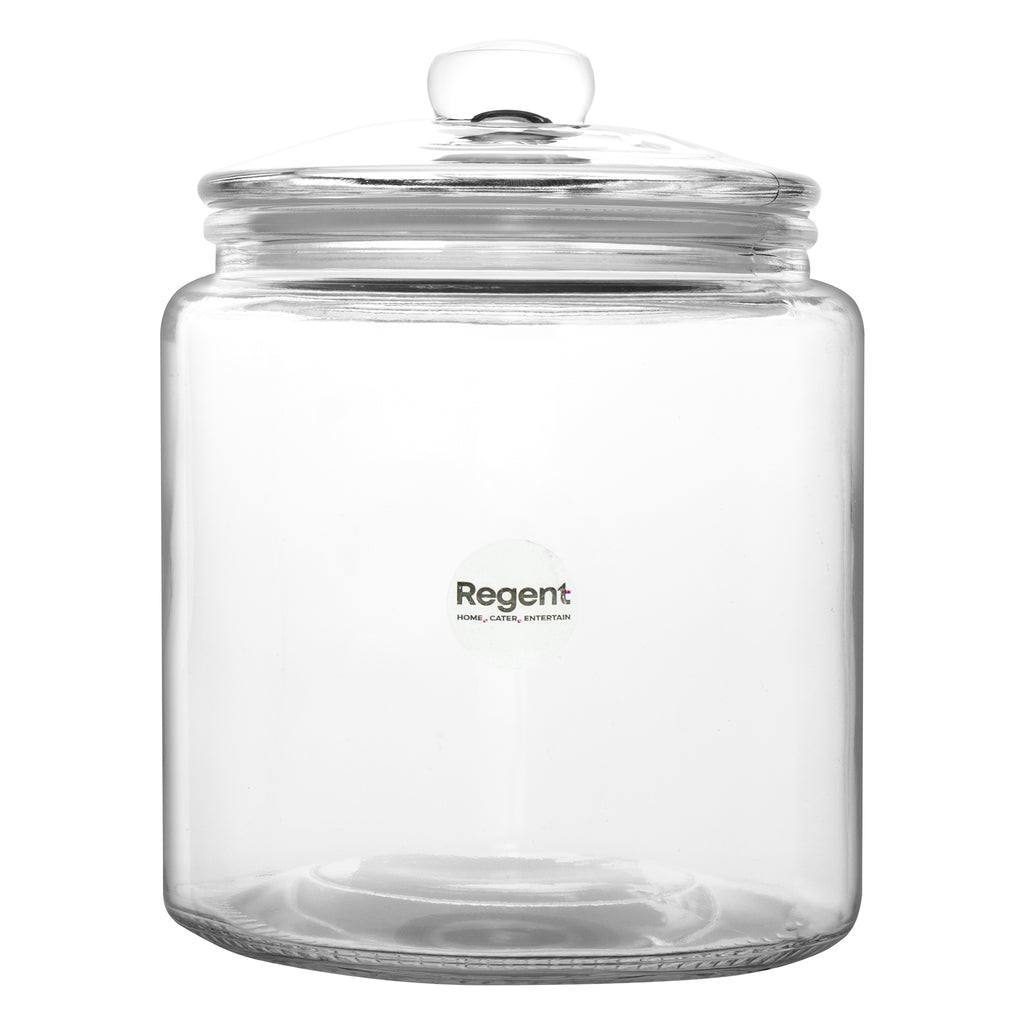 REGENT ROUND GLASS JAR WITH GLASS LID, 1L