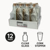 REGENT GLASS SQUARE BOTTLES WITH CORK LIDS 12PK, 170ML
