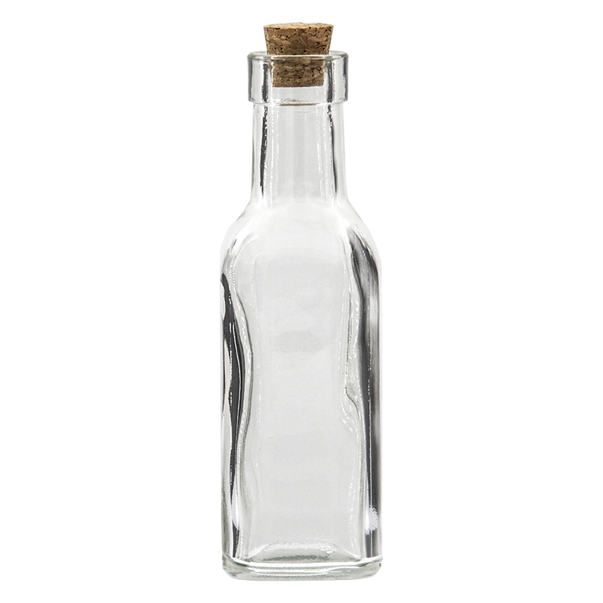 REGENT GLASS SQUARE BOTTLES WITH CORK LIDS 12PK, 170ML