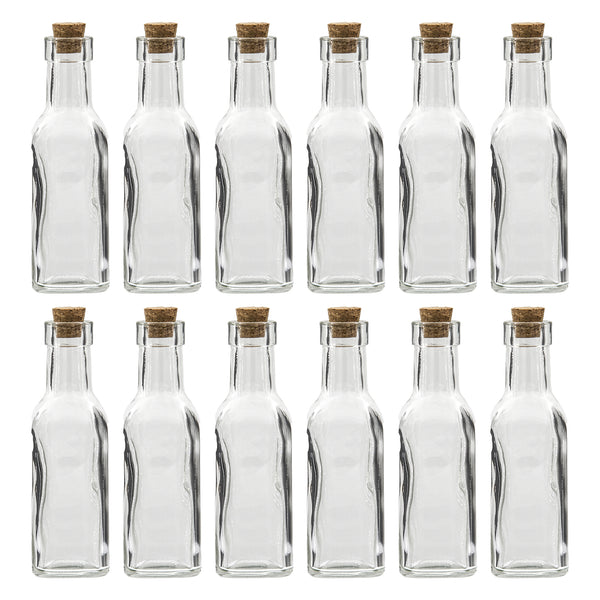 REGENT GLASS BOTTLE SQUARE WITH CORK LID 12 PACK, 170ML