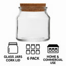 REGENT GLASS ROUND JARS WITH CORK LID 6PK, 130ML