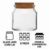 REGENT GLASS ROUND JARS WITH CORK LID 6PK, 130ML