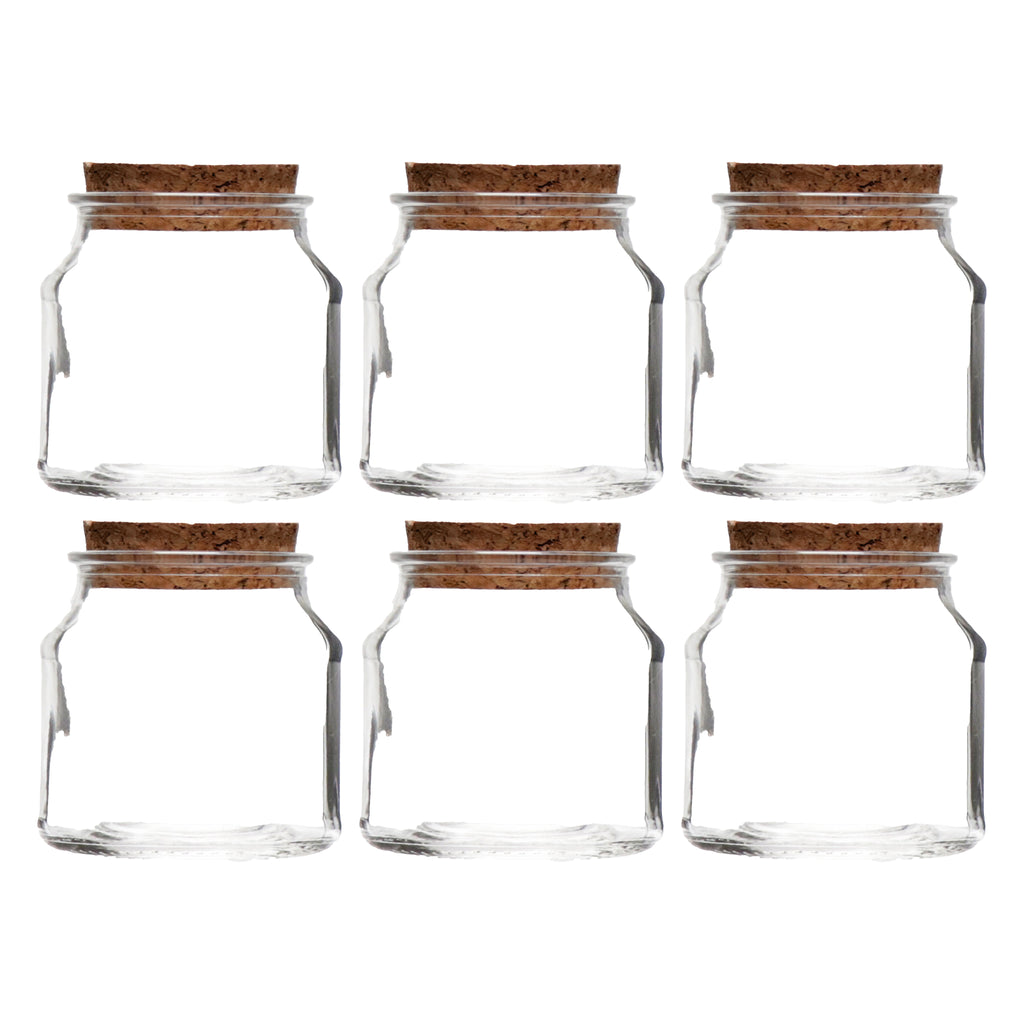 REGENT GLASS JARS ROUND WITH CORK LID 6 PACK, 130ML