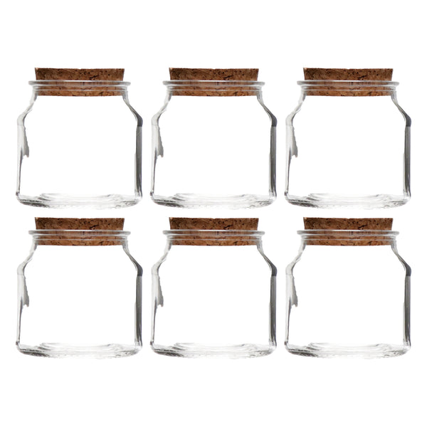 REGENT GLASS JARS ROUND WITH CORK LID 6 PACK, 130ML