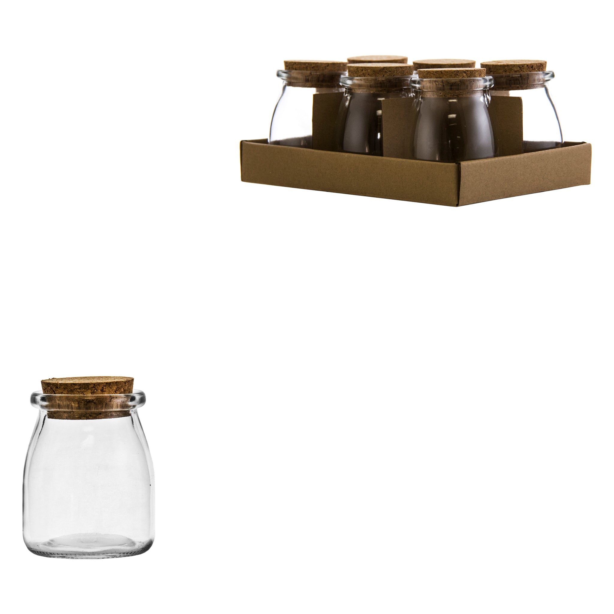 REGENT GLASS ROUND JARS WITH CORK LIDS 6PK, 160ML