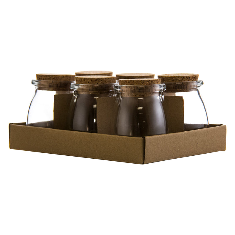 REGENT GLASS JARS ROUND WITH CORK LID 6 PACK, 160ML (70MM DIAX92MM)