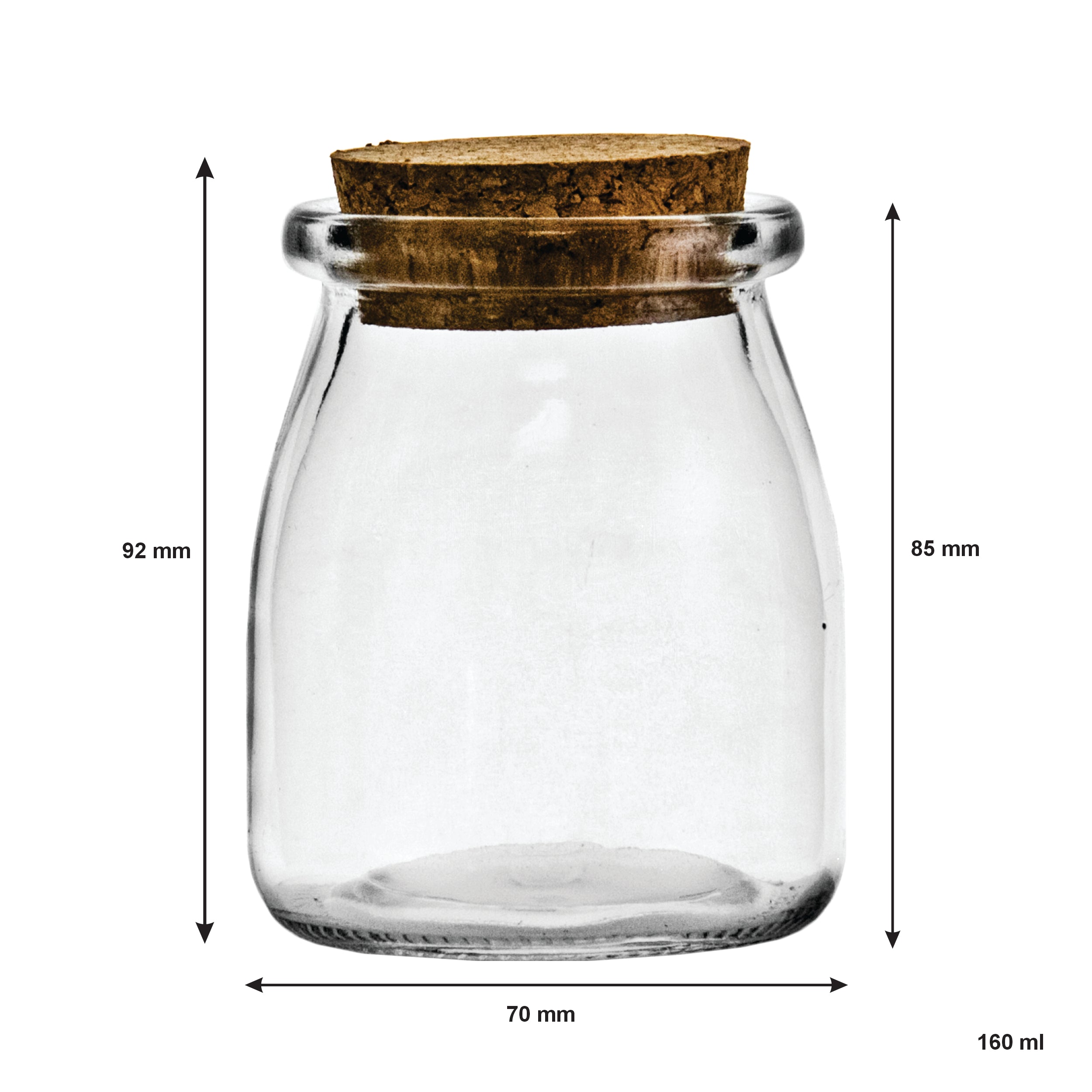 REGENT GLASS ROUND JARS WITH CORK LIDS 6PK, 160ML