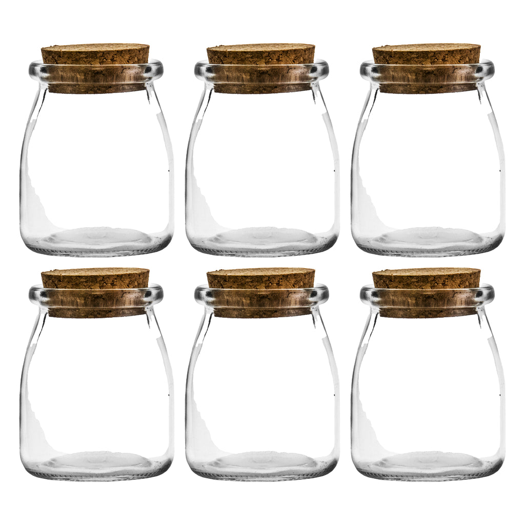 REGENT GLASS ROUND JARS WITH CORK LIDS 6PK, 160ML