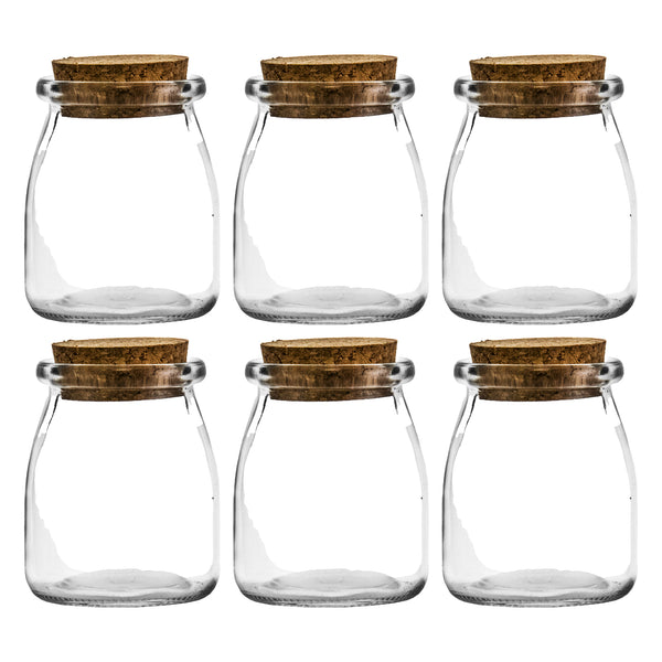 REGENT GLASS JARS ROUND WITH CORK LID 6 PACK, 160ML