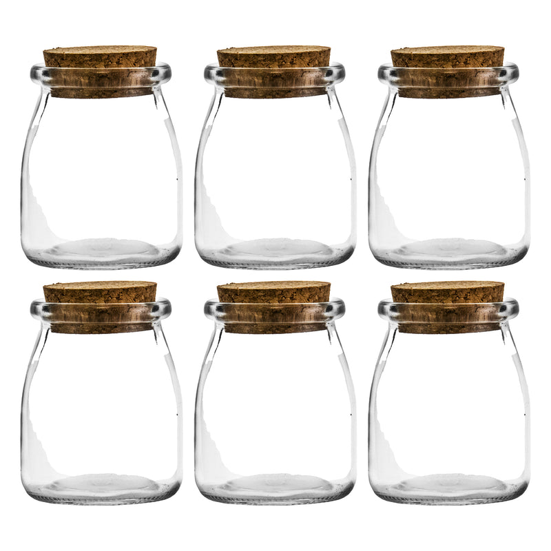 REGENT GLASS JARS ROUND WITH CORK LID 6 PACK, 160ML (70MM DIAX92MM)