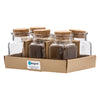 REGENT GLASS JARS SQUARE WITH CORK LID 6 PACK, 160ML (96X56X56MM)