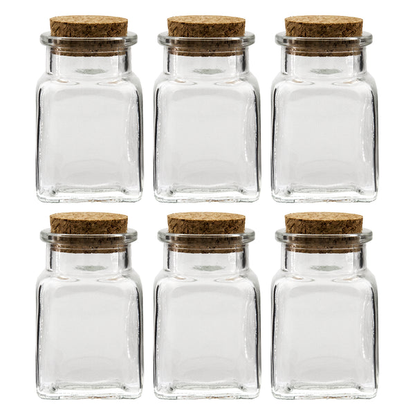 REGENT GLASS JARS SQUARE WITH CORK LID 6 PACK, 160ML