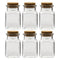 REGENT GLASS JARS SQUARE WITH CORK LID 6 PACK, 160ML (96X56X56MM)
