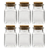 REGENT GLASS JARS SQUARE WITH CORK LID 6 PACK, 160ML (96X56X56MM)