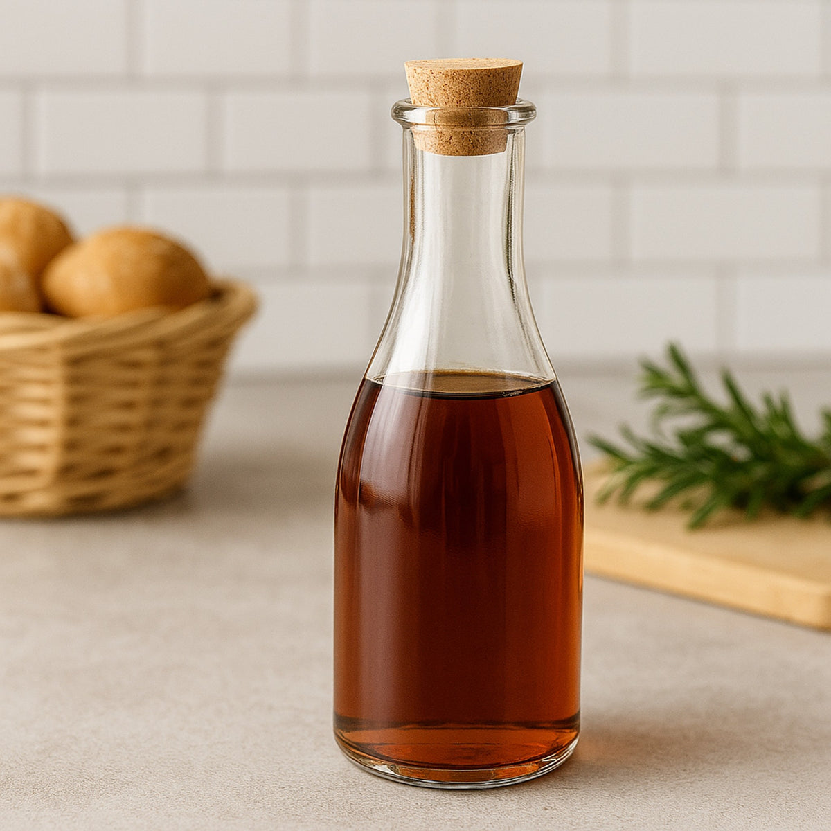 REGENT GLASS OIL/VINEGAR BOTTLES ROUND WITH CORK LIDS 6PK, 300ML