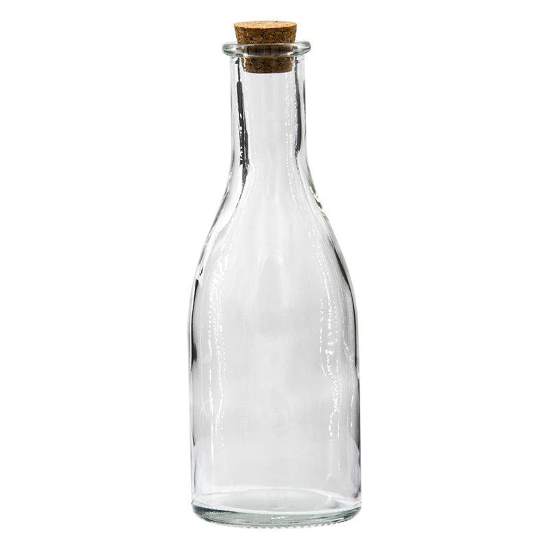 REGENT GLASS OIL/VINEGAR BOTTLE ROUND WITH CORK LID 6 PACK, 300ML (65MM DIAX194MM)