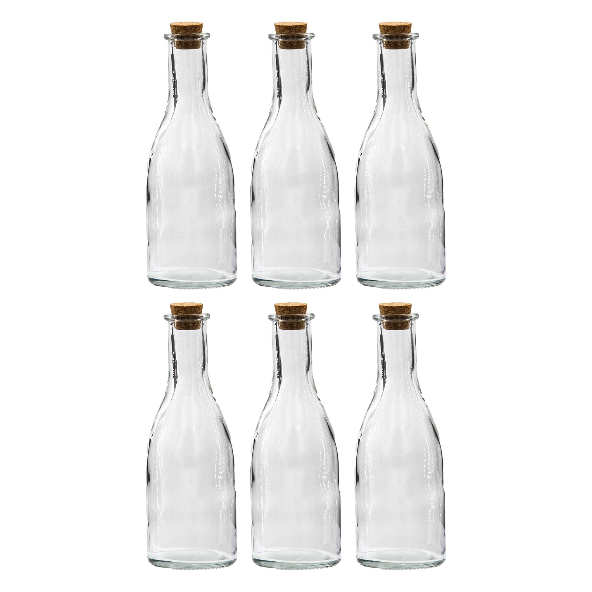 REGENT GLASS OIL/VINEGAR BOTTLES ROUND WITH CORK LIDS 6PK, 300ML