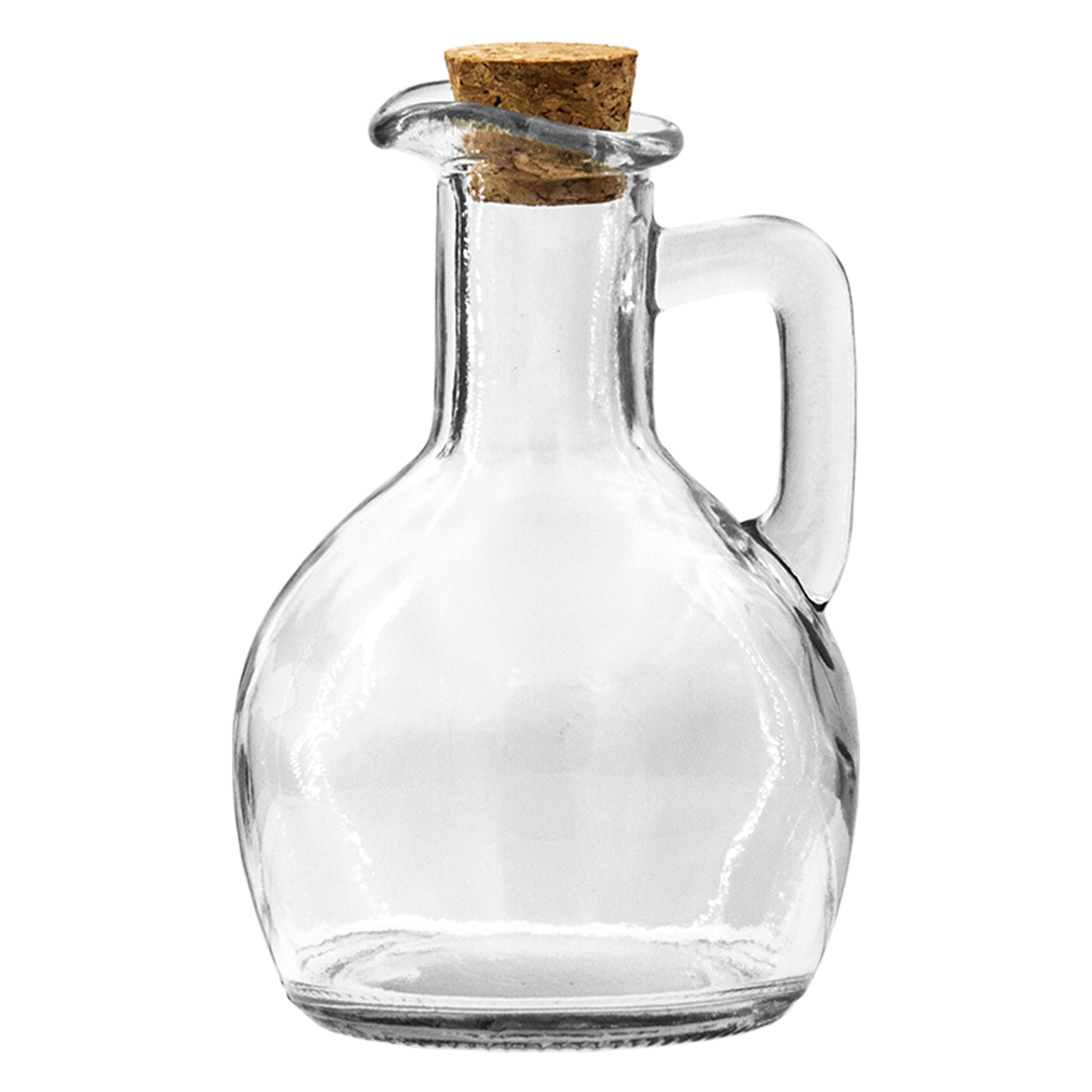 REGENT GLASS OIL/VINEGAR BOTTLES ROUND WITH HANDLE & CORK LIDS 6PK, 170ML