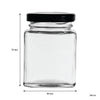 REGENT GLASS SQUARE JARS WITH BLACK LIDS 12PK, 100ML
