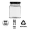 REGENT GLASS SQUARE JAR WITH BLACK LID 12 PACK, 100ML