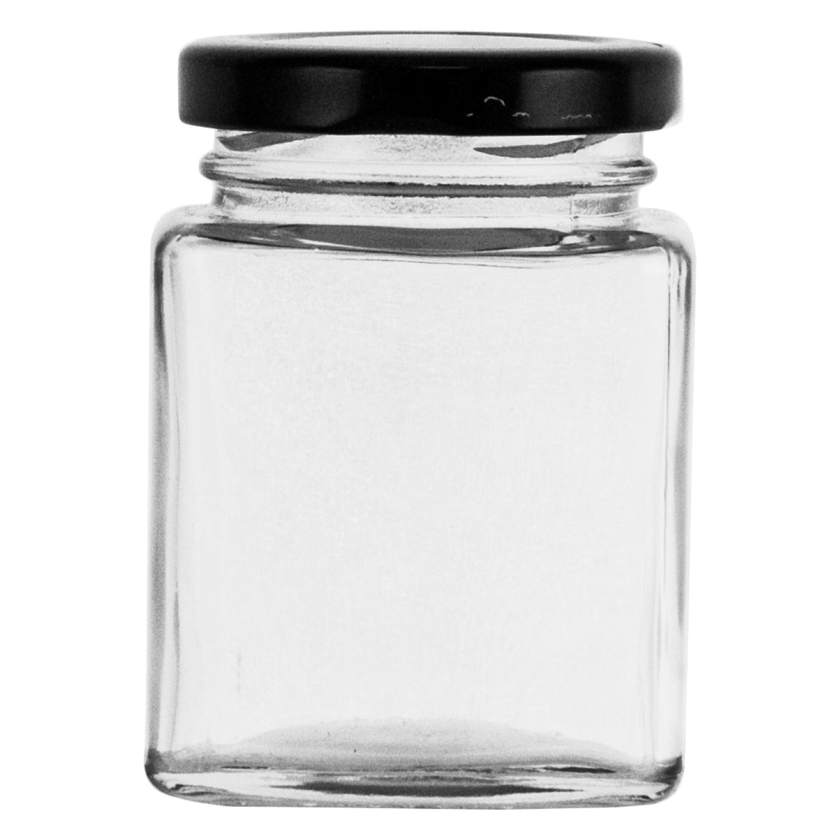 REGENT GLASS SQUARE JARS WITH BLACK LIDS 12PK, 100ML