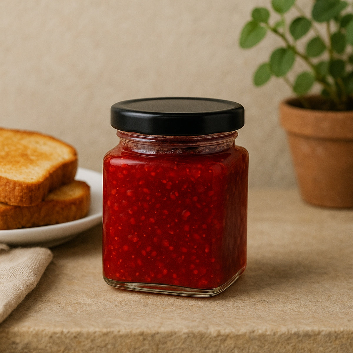 REGENT GLASS SQUARE JARS WITH BLACK LIDS 12PK, 100ML