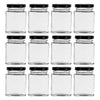 REGENT GLASS SQUARE JARS WITH BLACK LIDS 12PK, 100ML