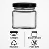 REGENT GLASS SQUARE JARS WITH BLACK LIDS 12PK, 80ML