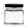 REGENT GLASS SQUARE JARS WITH BLACK LIDS 12PK, 80ML