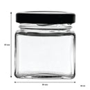 REGENT GLASS SQUARE JAR WITH BLACK LID 12 PACK, 80ML (55X50X50MM)