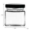 REGENT GLASS SQUARE JAR WITH BLACK LID 12 PACK, 80ML (55X50X50MM)