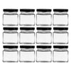 REGENT GLASS SQUARE JARS WITH BLACK LIDS 12PK, 80ML