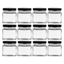 REGENT GLASS SQUARE JAR WITH BLACK LID 12 PACK, 80ML (55X50X50MM)