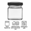 REGENT GLASS SQUARE JAR WITH BLACK LID 12PK, 50ML