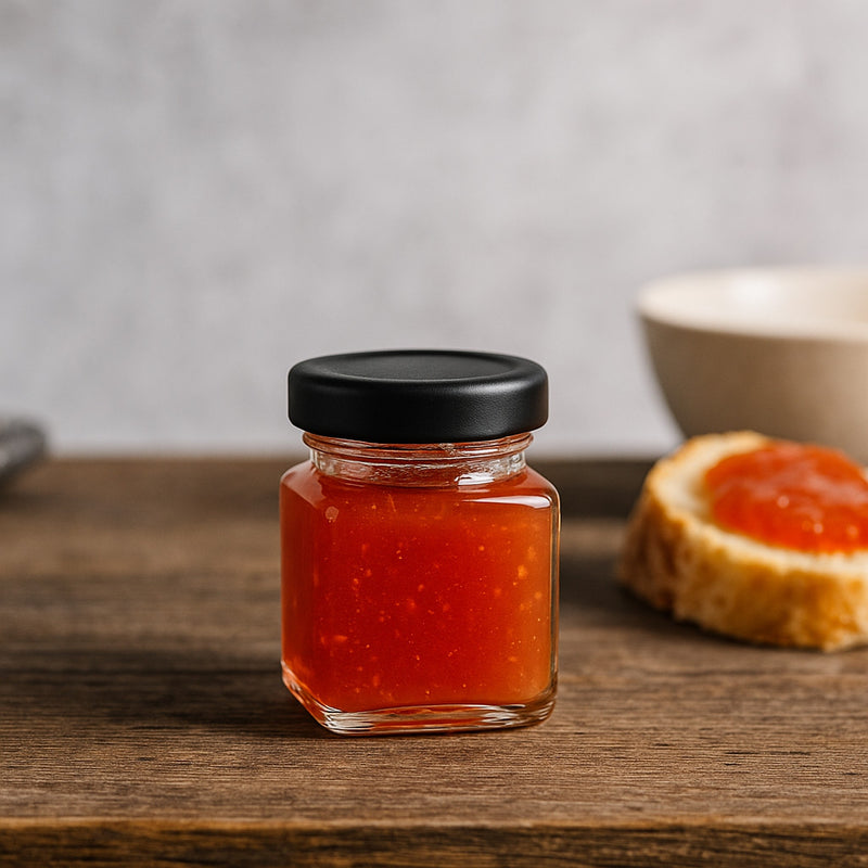 REGENT GLASS SQUARE JAR WITH BLACK LID 12PK, 50ML