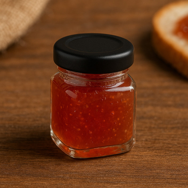 REGENT GLASS SQUARE JAR WITH BLACK LID 12PK, 50ML