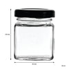 REGENT GLASS SQUARE JAR WITH BLACK LID 12 PACK, 50ML (55X45X45MM)