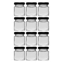 REGENT GLASS SQUARE JAR WITH BLACK LID 12 PACK, 50ML (55X45X45MM)